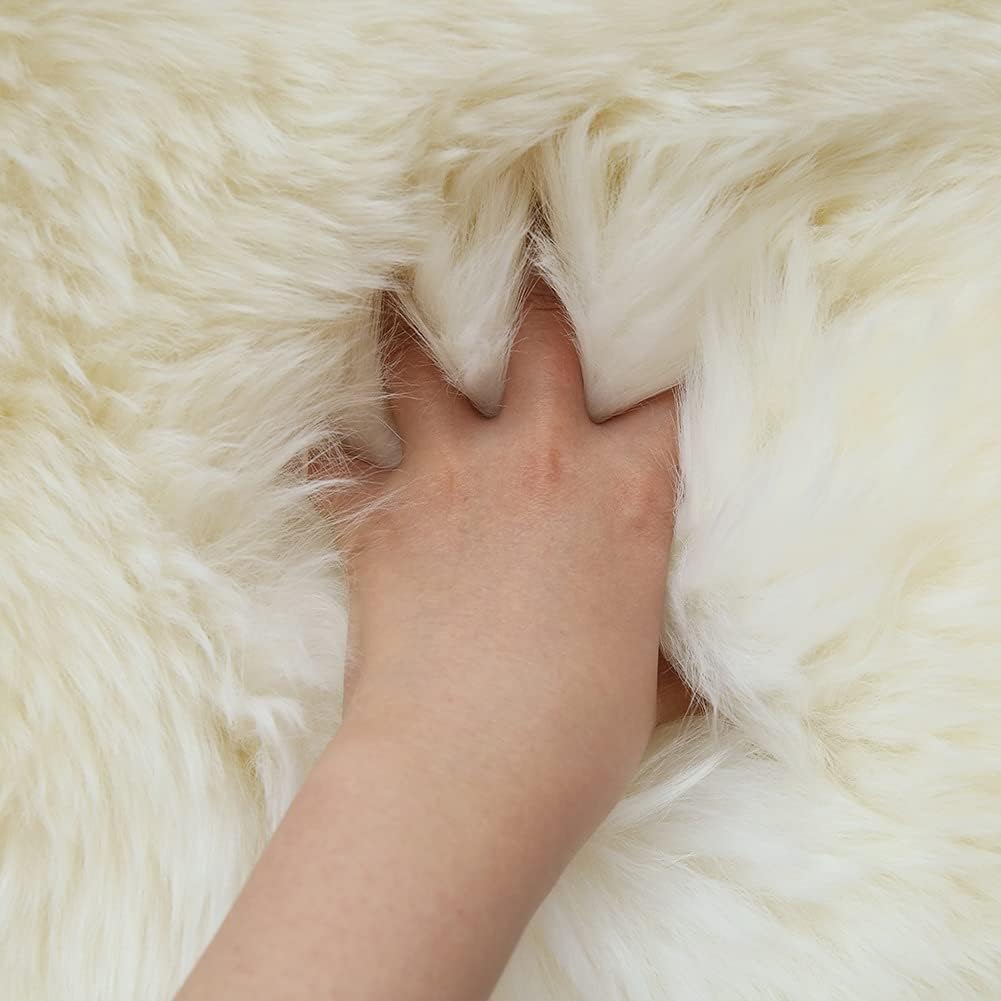 Genuine White Sheepskin Rug 70x100 cm | Natural Wool Throw