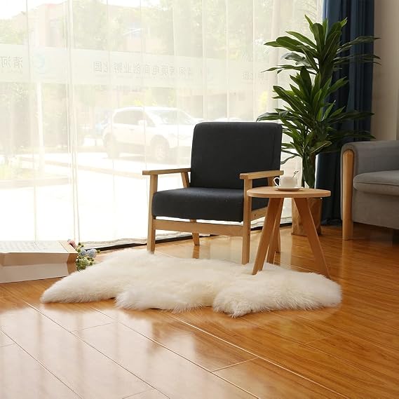 Genuine White Sheepskin Rug 70x100 cm | Natural Wool Throw