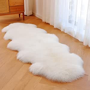 White Faux Sheepskin Rug 60 x 180 cm | Washable Shaggy Rug