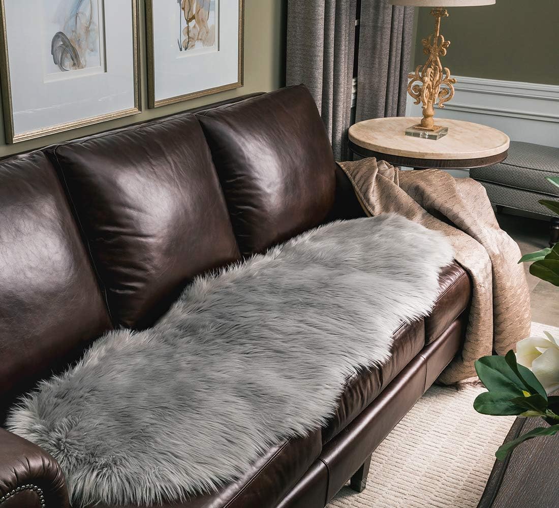 2x6 Grey Faux Fur Rug for Living Room & Bedroom