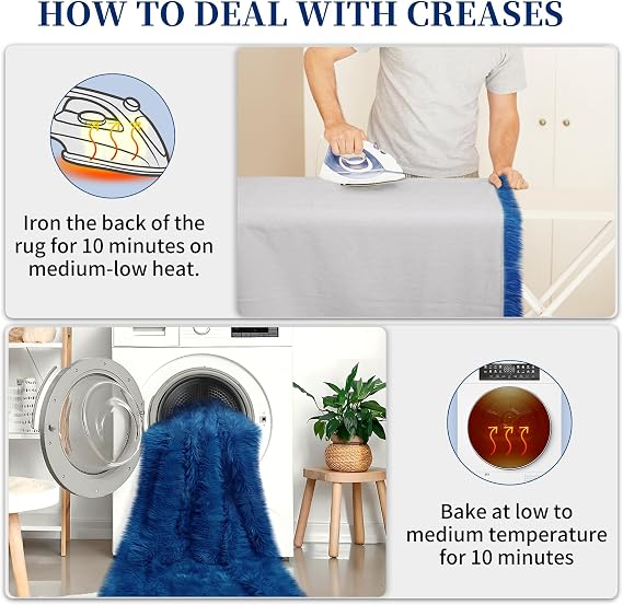 Dark Blue Faux Fur Rug 2x6 Feet | Shaggy Runner Carpet