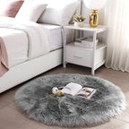 Grey Faux Sheepskin Fur Rug 2x3 Feet | Soft Chair Pad