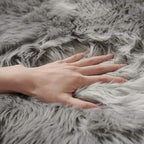 Grey Faux Sheepskin Fur Rug 2x3 Feet | Soft Chair Pad