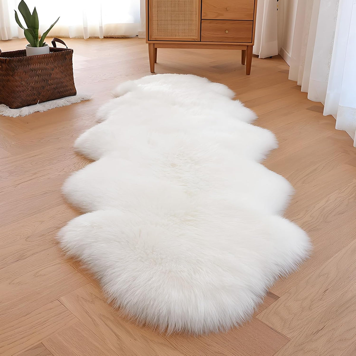 White Faux Sheepskin Rug 60 x 180 cm | Washable Shaggy Rug
