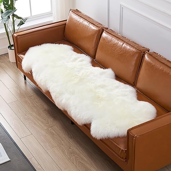 White Faux Sheepskin Rug 60 x 180 cm | Washable Shaggy Rug
