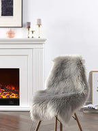 Grey Faux Sheepskin Fur Rug 2x3 Feet | Soft Chair Pad