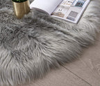 Grey Faux Sheepskin Fur Rug 2x3 Feet | Soft Chair Pad