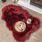 Deep Red Faux Fur Shaggy Rug | Soft Washable Area Rug