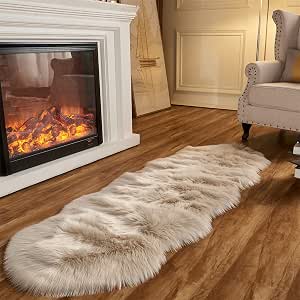 Beige Faux Fur Rug 2x6 Feet | Soft Shaggy Area Rug