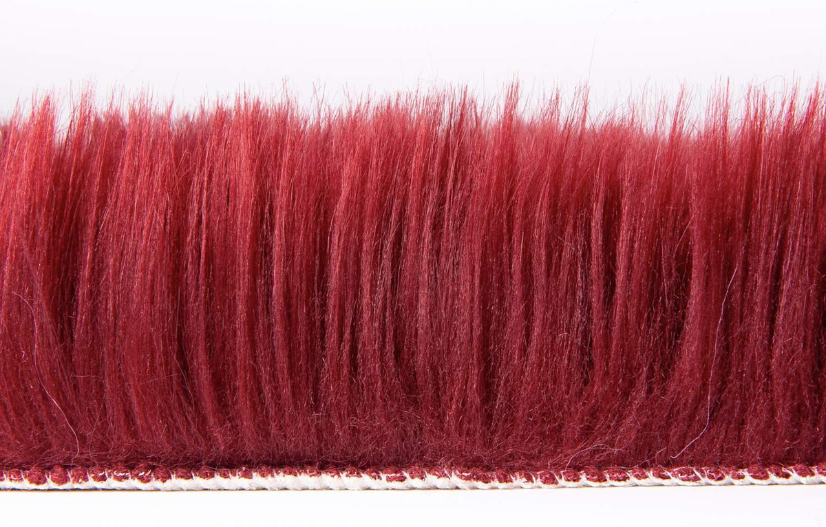 Deep Red Faux Fur Shaggy Rug | Soft Washable Area Rug