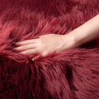 Deep Red Faux Fur Shaggy Rug | Soft Washable Area Rug