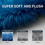 Dark Blue Faux Fur Rug 2x6 Feet | Shaggy Runner Carpet