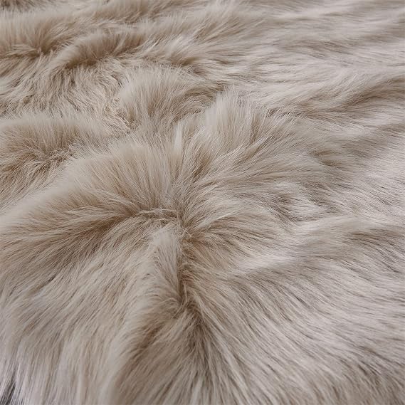 Beige Faux Fur Rug 2x6 Feet | Soft Shaggy Area Rug
