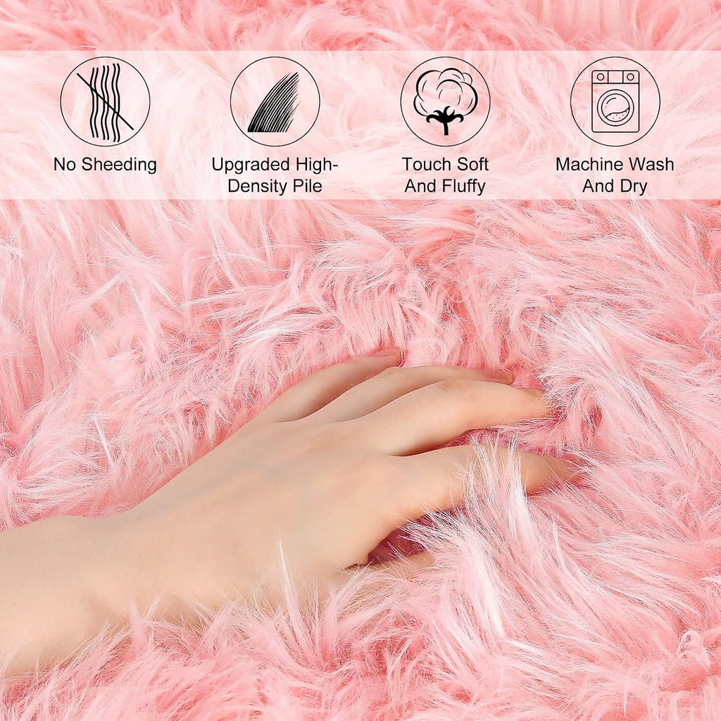 Pink Faux Sheepskin Rug 60x160 cm | Fluffy Area Rug