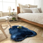 Navy Blue Faux Sheepskin Rug 2x3 Feet | Soft Fur Area Rug