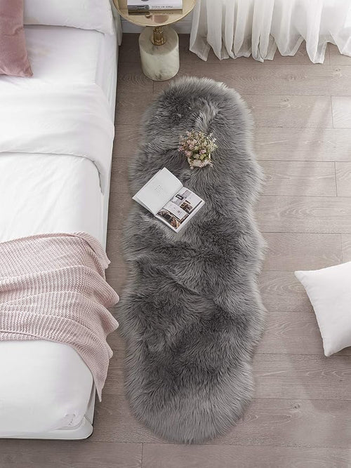 2x6 Grey Faux Fur Rug for Living Room & Bedroom