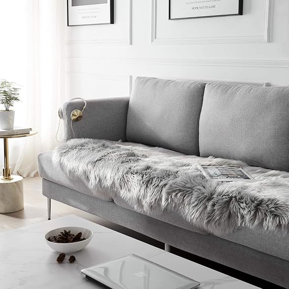 2x6 Grey Faux Fur Rug for Living Room & Bedroom