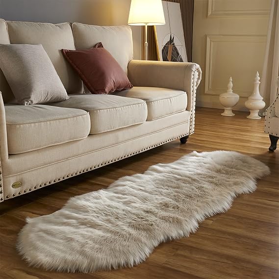 White Faux Sheepskin Rug 60x180 cm | Washable Shaggy Rug