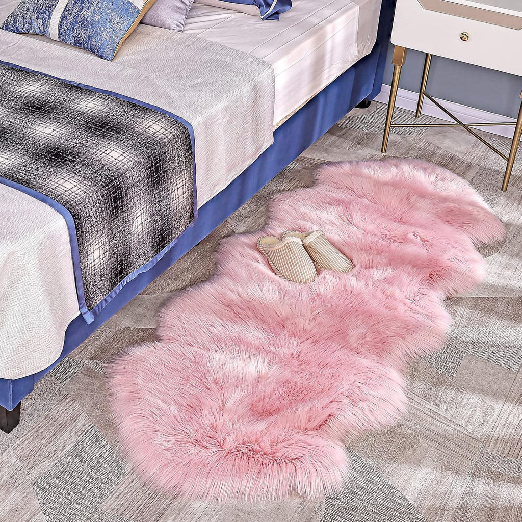 Pink Faux Sheepskin Rug 60x160 cm | Fluffy Area Rug